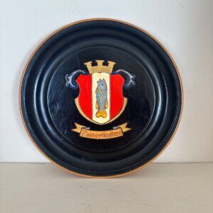Vintage Kaiserslautern German Crest Wall Plaque With Hand-Painted Details & Fish